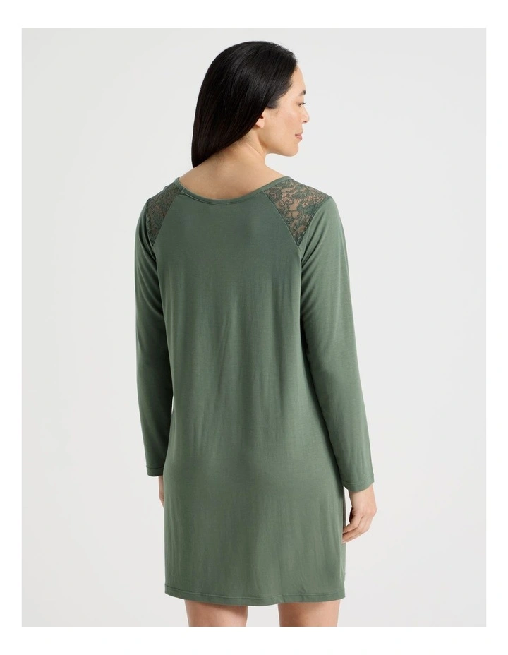 Everyday Lace Long Sleeve Nightie in Laurel Green image 5