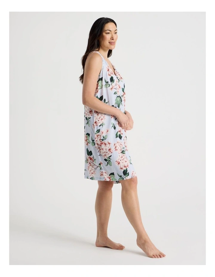 Serene Woven Sleeveless Nightie in Blue Blossoms Print image 3