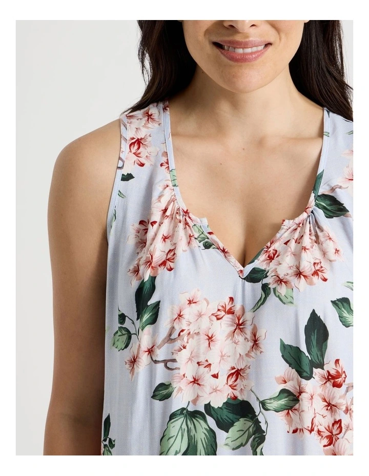 Serene Woven Sleeveless Nightie in Blue Blossoms Print image 4