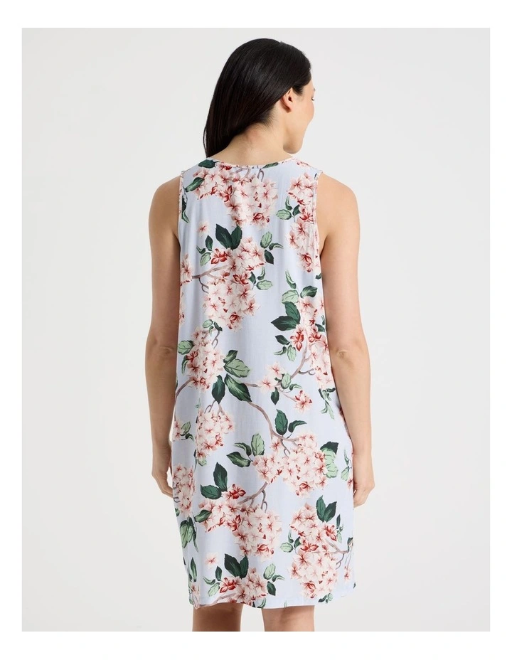 Serene Woven Sleeveless Nightie in Blue Blossoms Print image 5