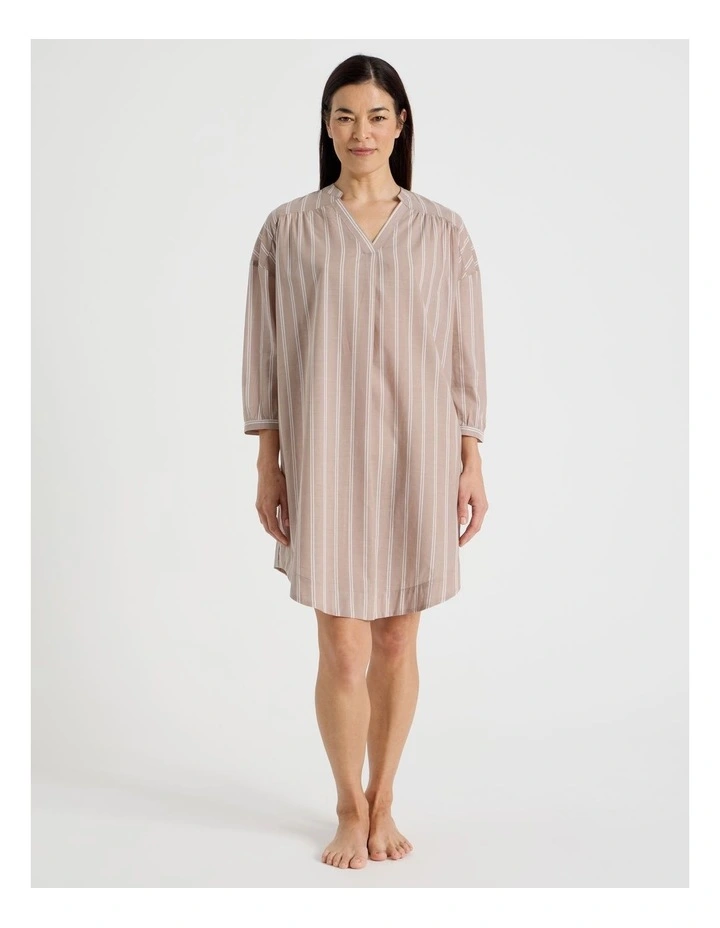 Relax Woven 3/4 Sleeve Long Nightie in Ginger Stripe image 3