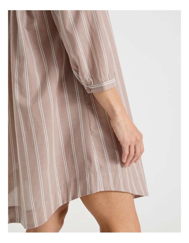 Relax Woven 3/4 Sleeve Long Nightie in Ginger Stripe image 5