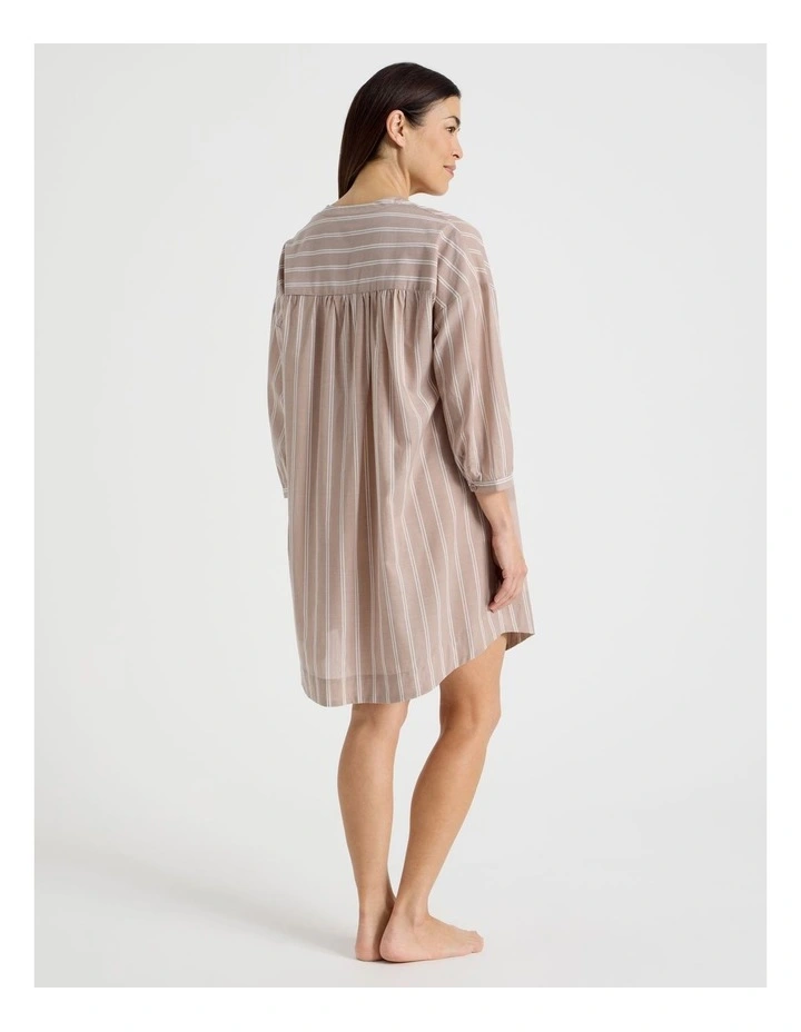 Relax Woven 3/4 Sleeve Long Nightie in Ginger Stripe image 6