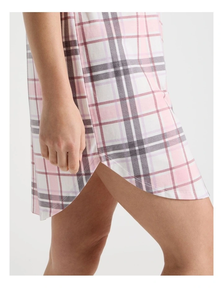 Everyday Short Sleeve Nightie in Pink & Purple Check Print image 4