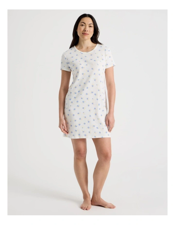 Everyday Pointelle Short Sleeve Nightie in Vintage Ditsy Floral Print image 1
