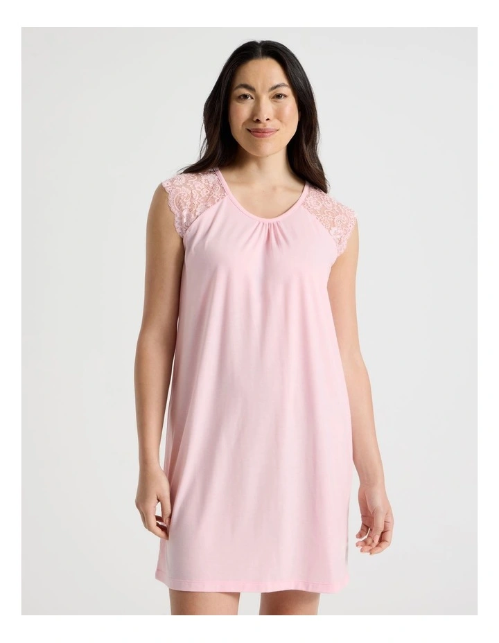 Everyday Lace Short Sleeve Nightie in Pink image 2