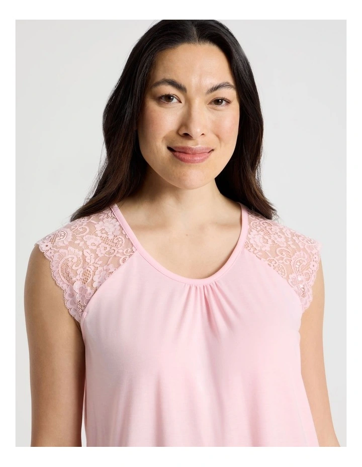 Everyday Lace Short Sleeve Nightie in Pink image 3