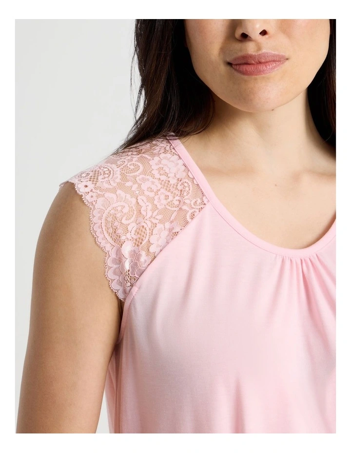 Everyday Lace Short Sleeve Nightie in Pink image 4