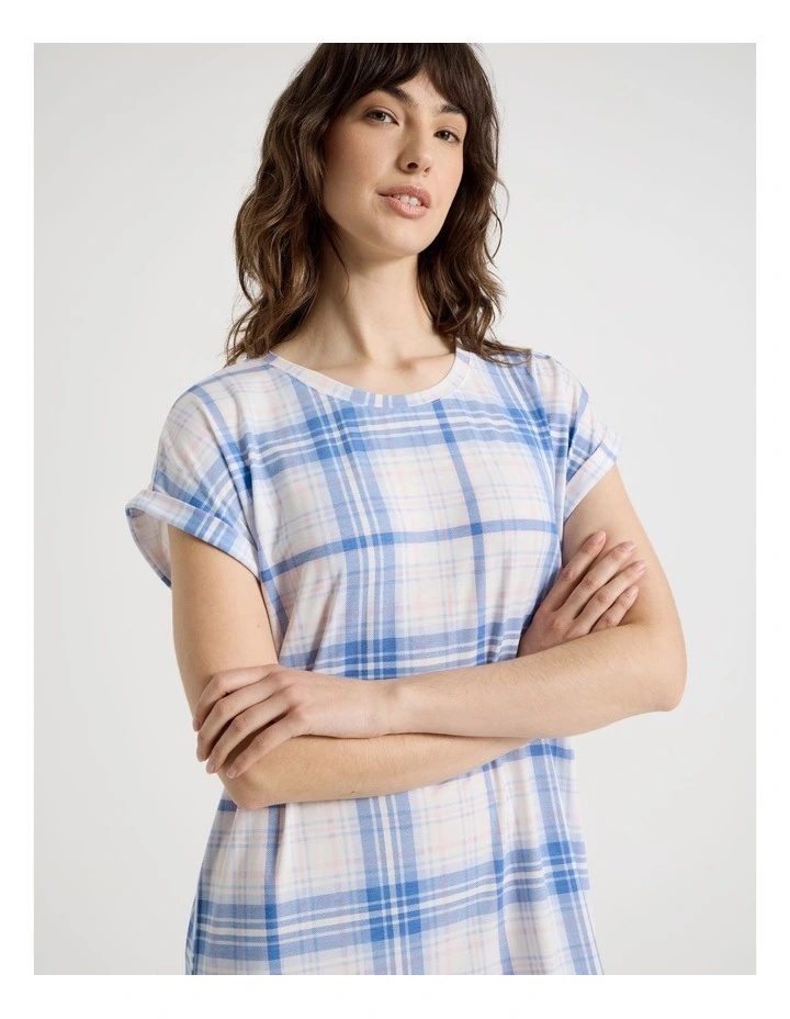 Cuff Nightie in Blue Check image 2