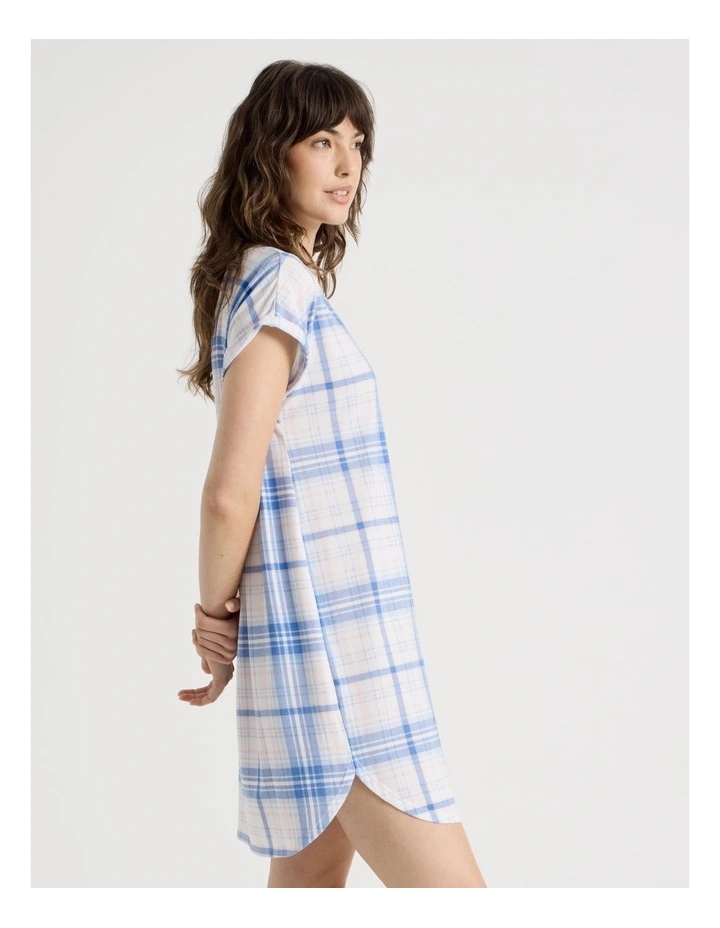 Cuff Nightie in Blue Check image 3