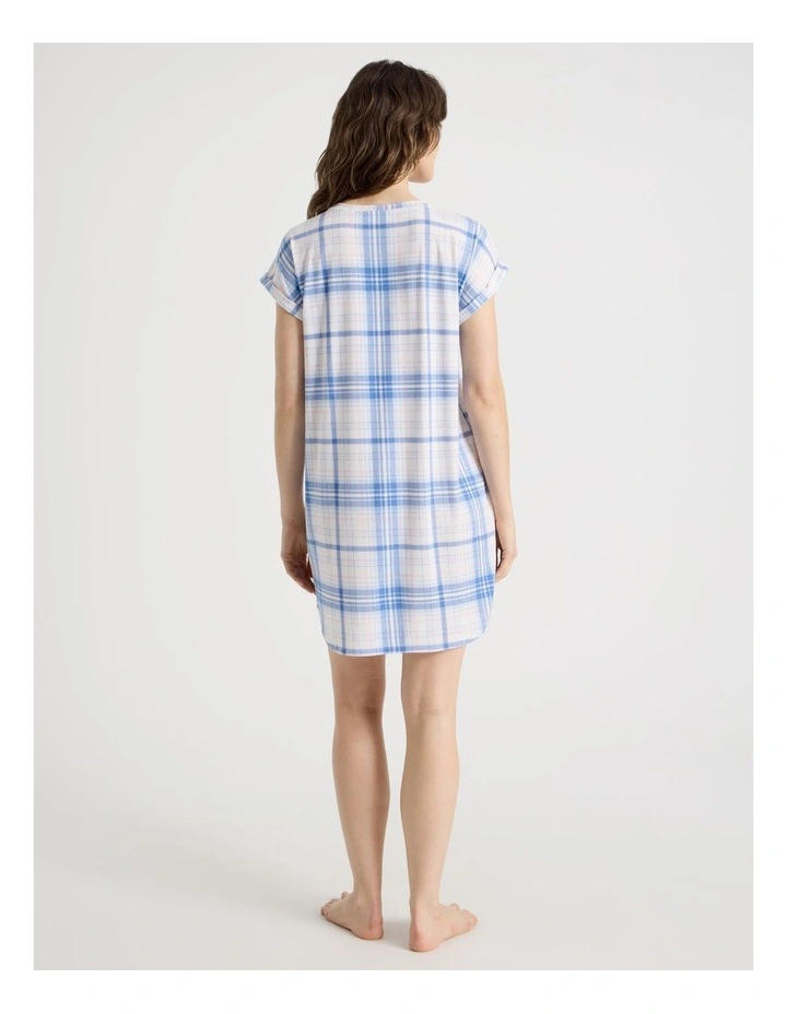 Cuff Nightie in Blue Check image 4