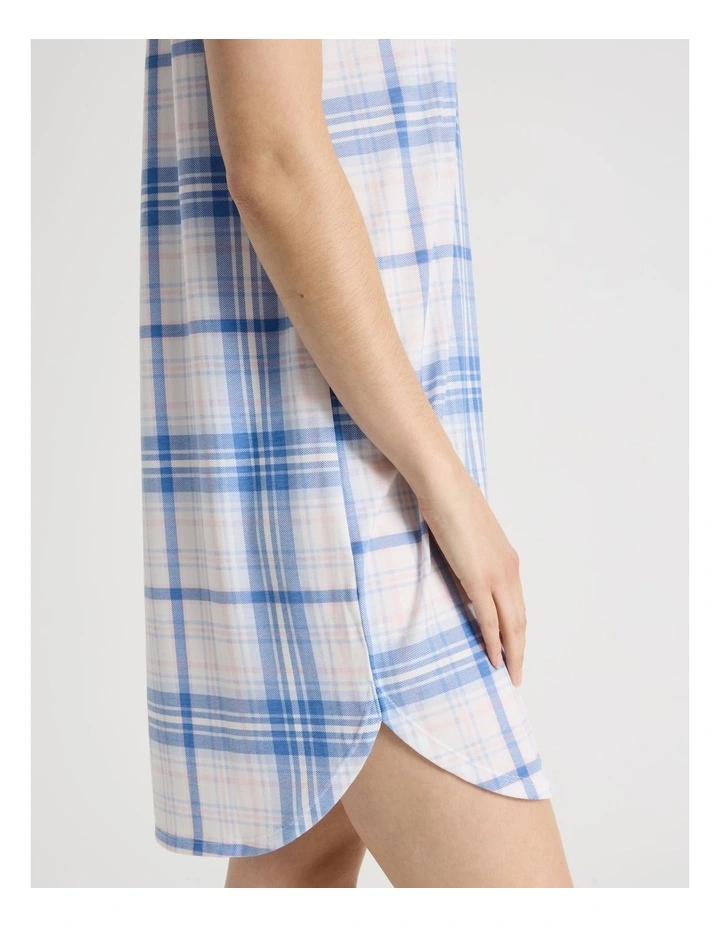 Cuff Nightie in Blue Check image 5