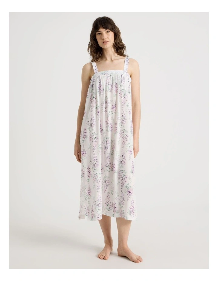 Woven Viscose Midi Chemise in White Wisteria image 1