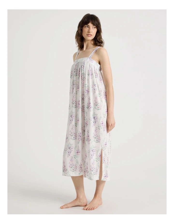 Woven Viscose Midi Chemise in White Wisteria image 2