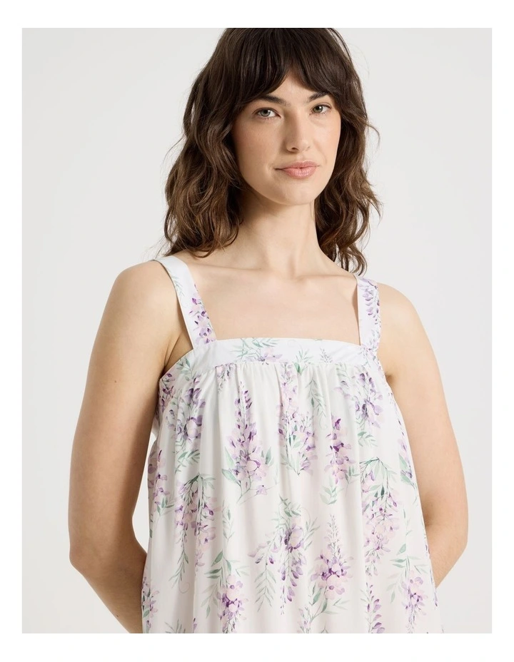 Woven Viscose Midi Chemise in White Wisteria image 3