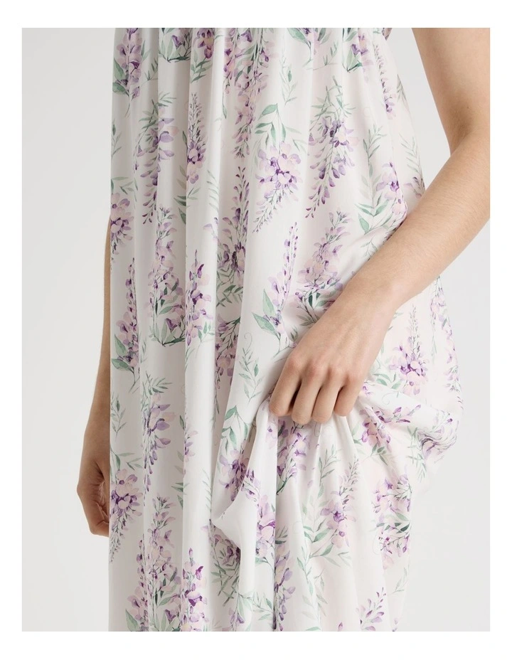 Woven Viscose Midi Chemise in White Wisteria image 4