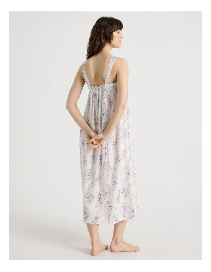 Woven Viscose Midi Chemise in White Wisteria image 5