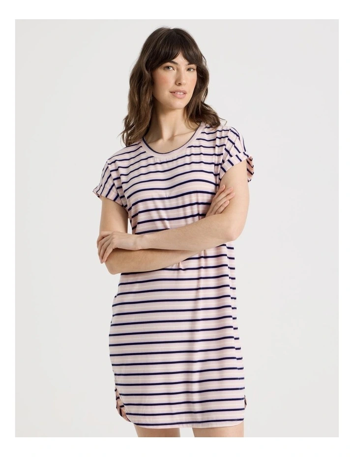 PVE Cuff Nightie in Pink Stripe image 1