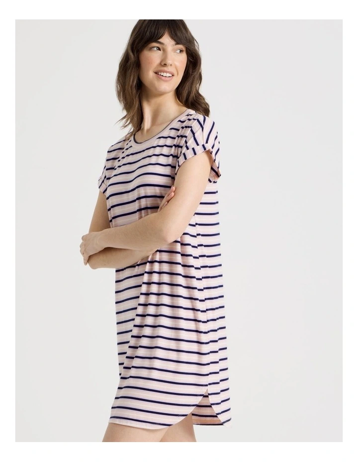 PVE Cuff Nightie in Pink Stripe image 4