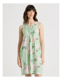 Woven Viscose Nightie in Mint Hydrangea