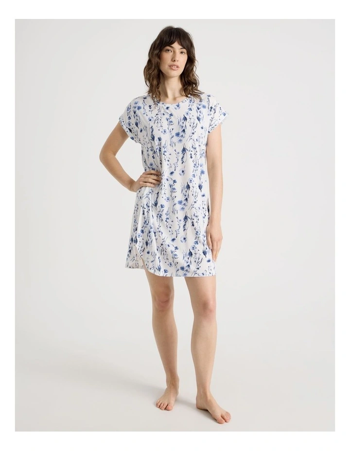 Cuff Nightie in Floating Floral Print image 1