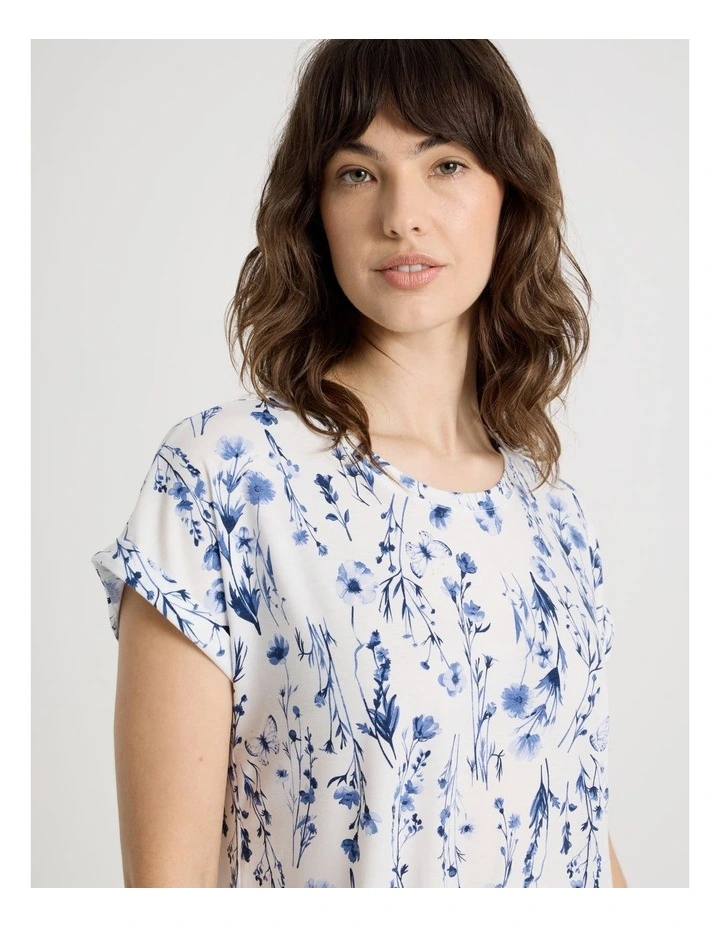 Cuff Nightie in Floating Floral Print image 2