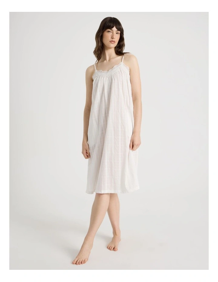 Seersucker Lace Chemise in White image 1