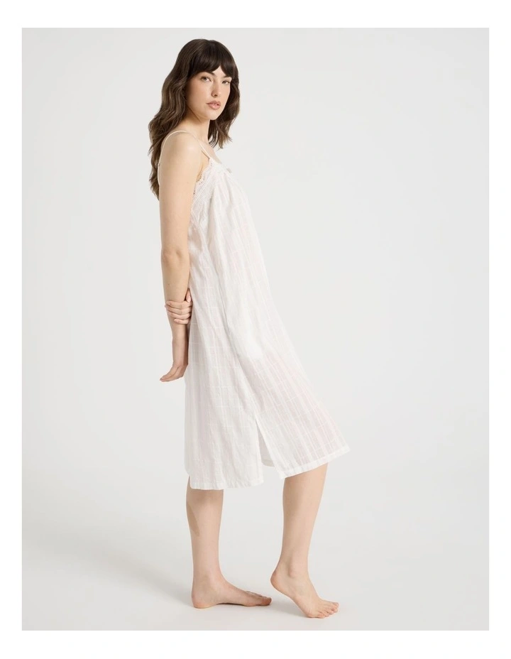 Seersucker Lace Chemise in White image 2