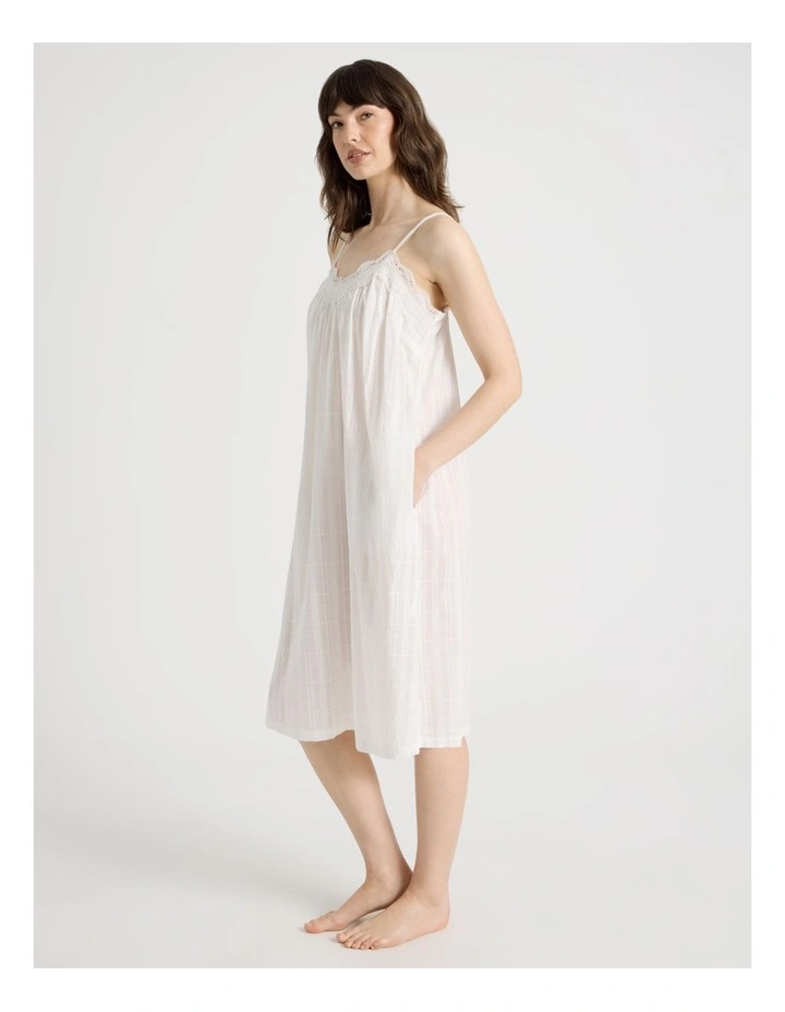 Seersucker Lace Chemise in White image 3