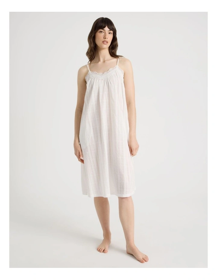 Seersucker Lace Chemise in White image 5