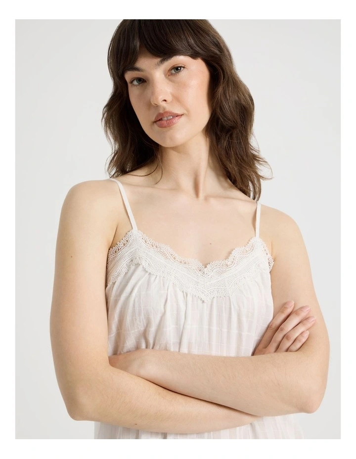 Seersucker Lace Chemise in White image 7