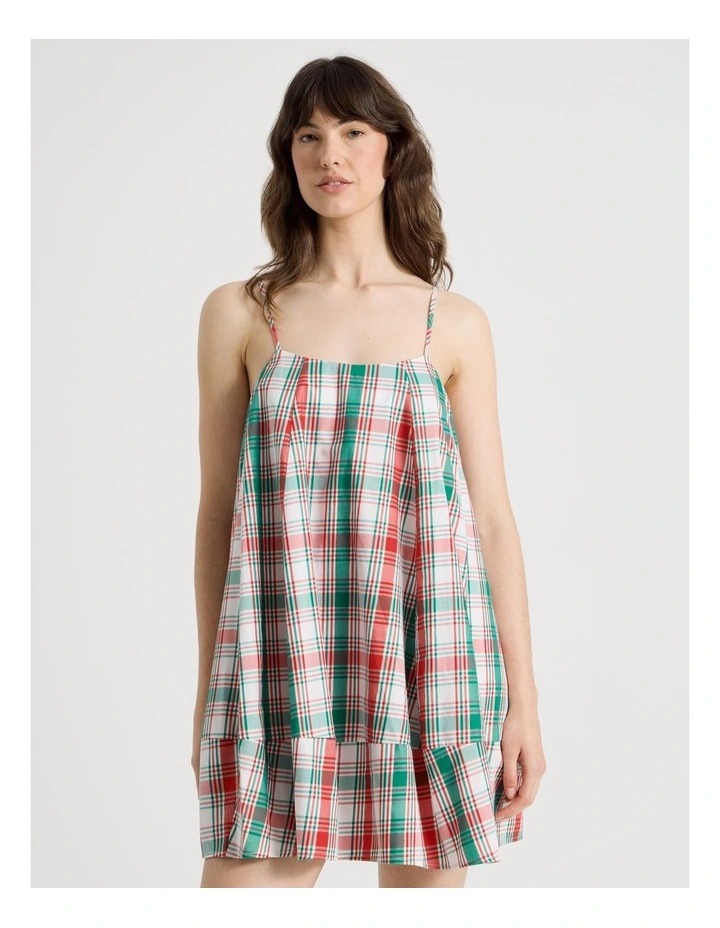 Cotton Sateen Chemise in White Lurex Tartan image 3