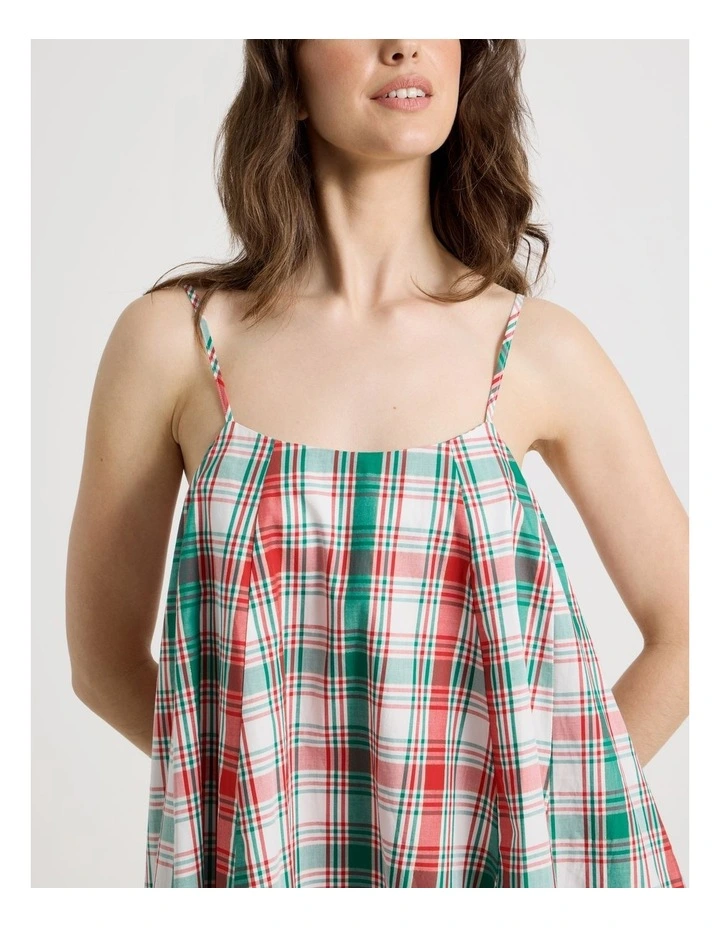 Cotton Sateen Chemise in White Lurex Tartan image 4