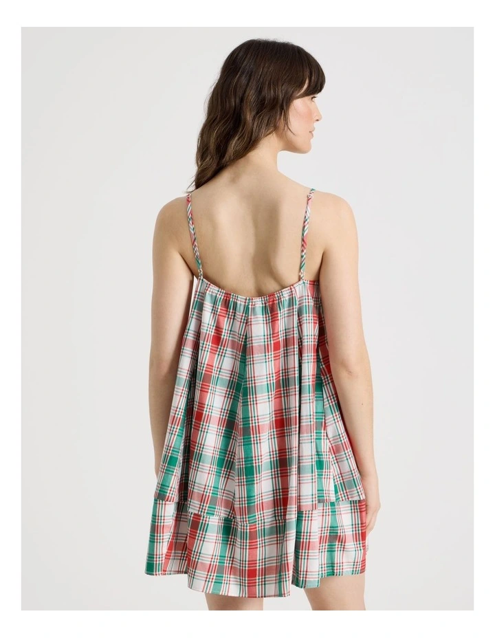 Cotton Sateen Chemise in White Lurex Tartan image 5