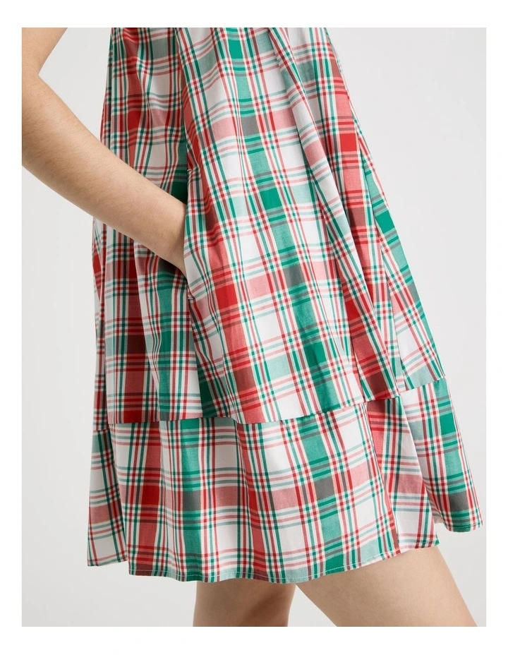 Cotton Sateen Chemise in White Lurex Tartan image 6