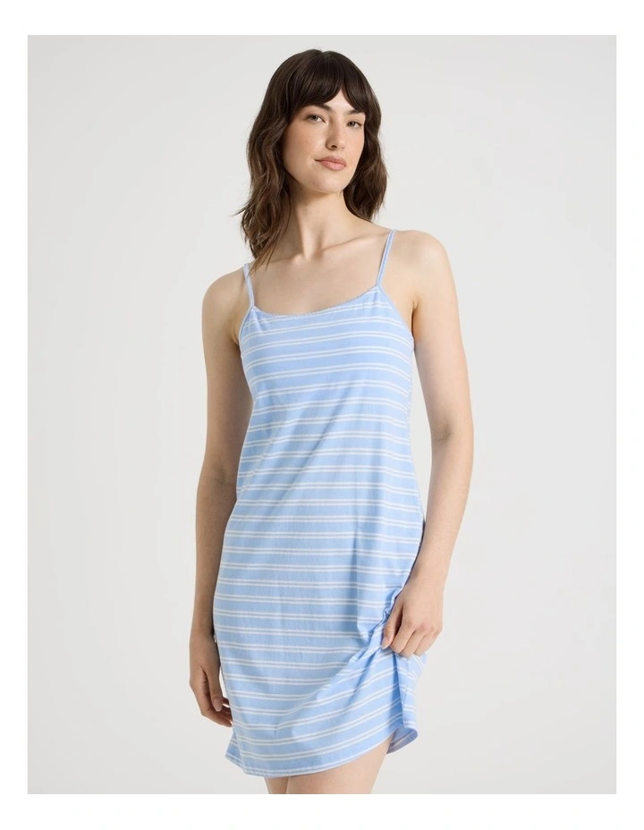 Cotton Jersey Chemise in Blue Stripe image 3