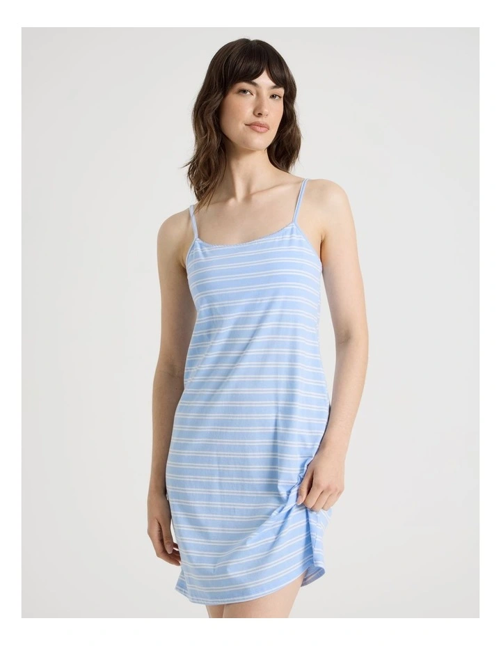 Cotton Jersey Chemise in Blue Stripe image 3