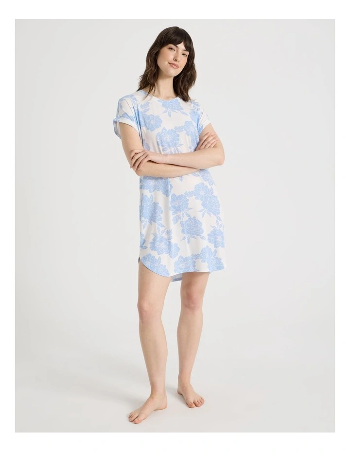 PVE Cuff Nightie in Blue Floral image 2