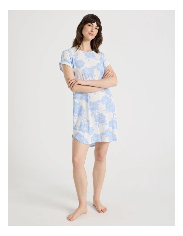PVE Cuff Nightie in Blue Floral image 2