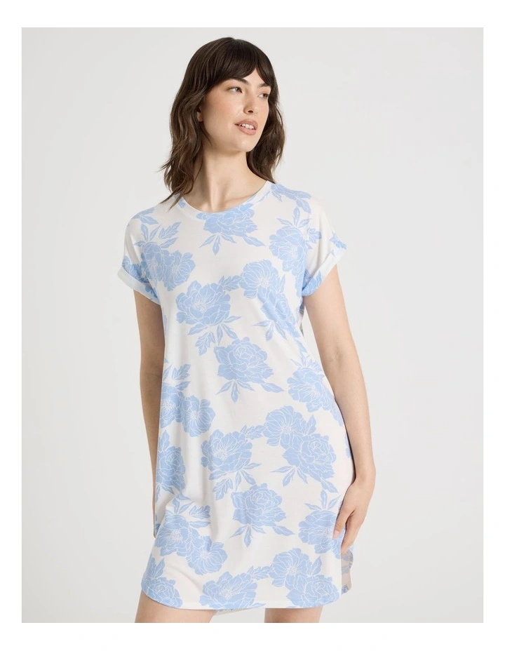 PVE Cuff Nightie in Blue Floral image 3