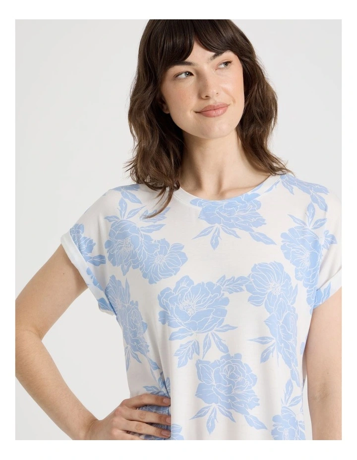 PVE Cuff Nightie in Blue Floral image 4