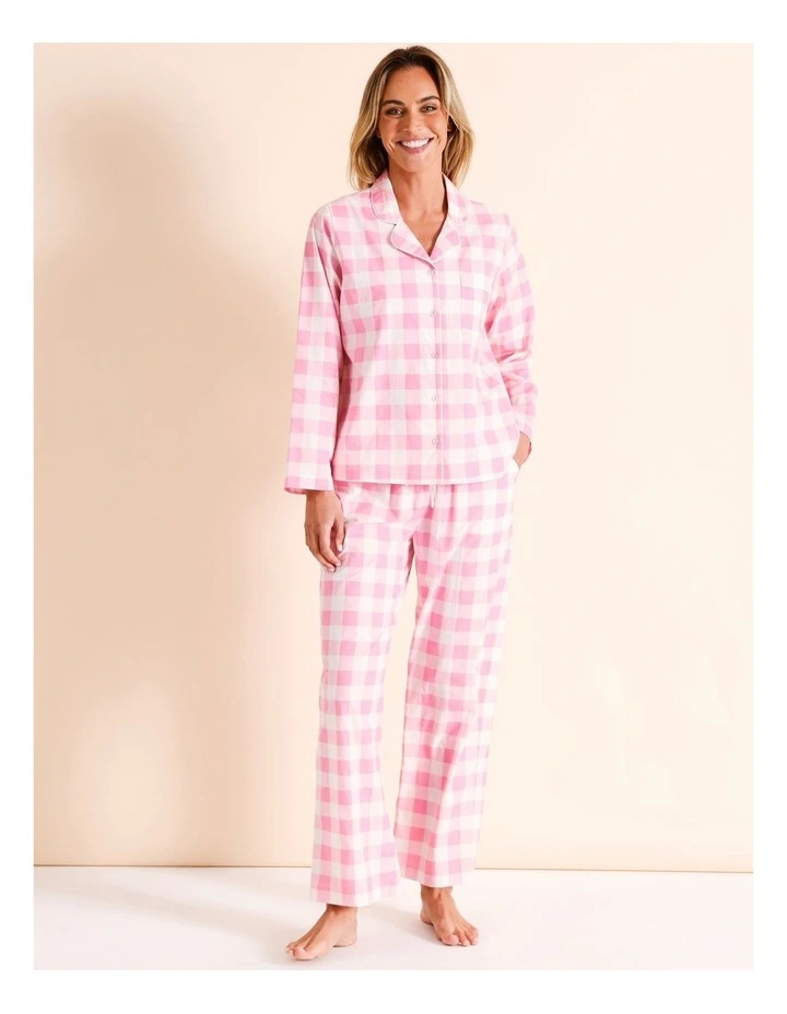 Cotton Long Sleeve PJ in Pink Gingham image 2