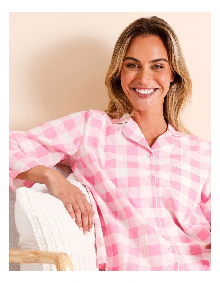 Cotton Long Sleeve PJ in Pink Gingham image 3