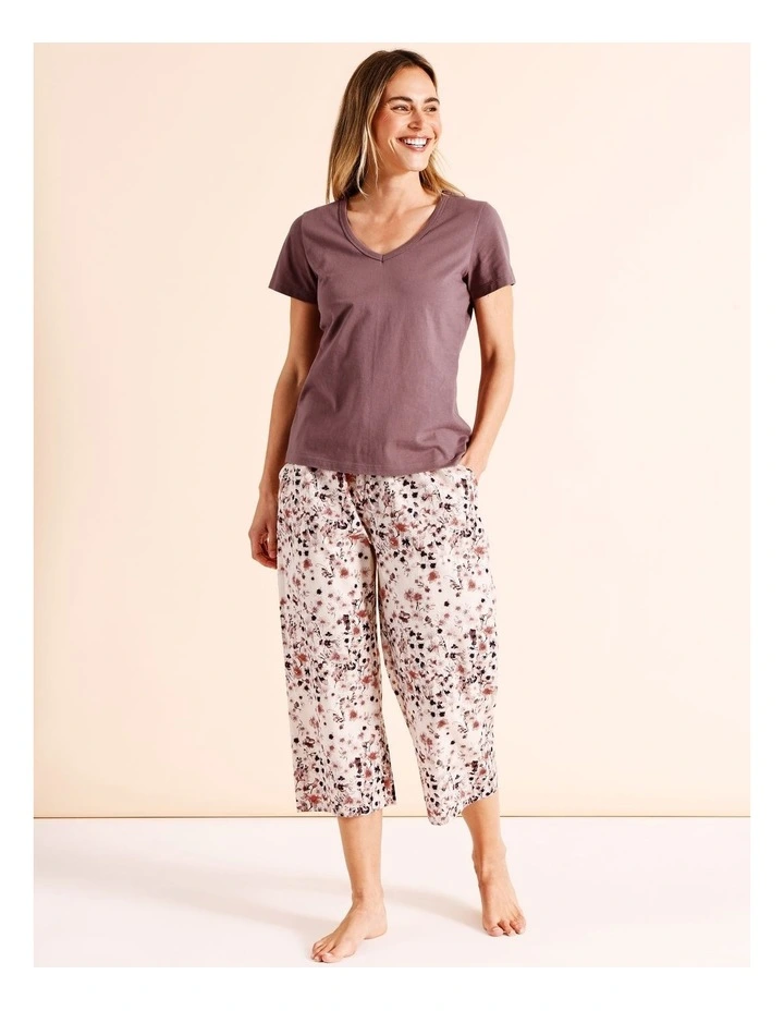 Tableline Knit V-Neck 3/4 PJ Set in Ditsy Floral image 1