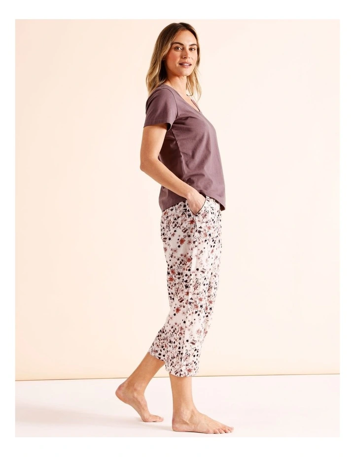 Tableline Knit V-Neck 3/4 PJ Set in Ditsy Floral image 2
