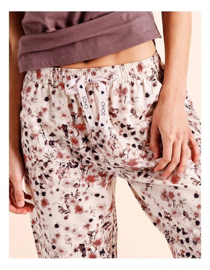 Tableline Knit V-Neck 3/4 PJ Set in Ditsy Floral image 3