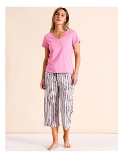 Tableline Knit V-Neck 3/4 PJ Set in Painted Stripe