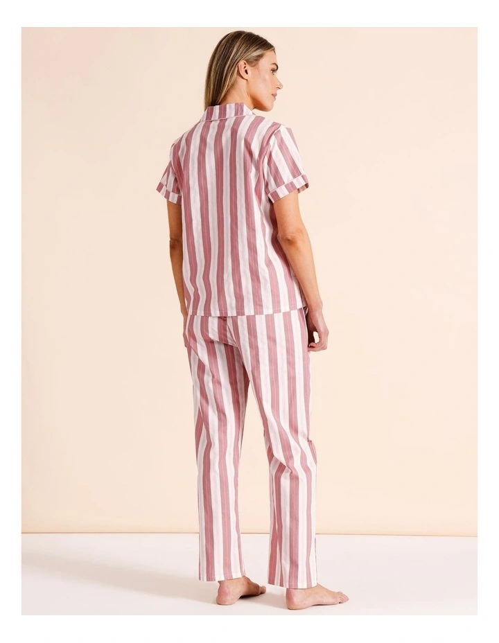 Core Cotton Short Sleeve Long PJ Set in Rose Stripe image 5