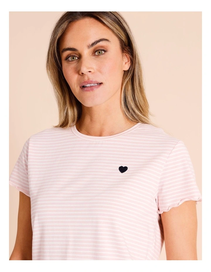 Snug Fluted Edge Short Sleeve PJ Set in Pink Stripe image 4