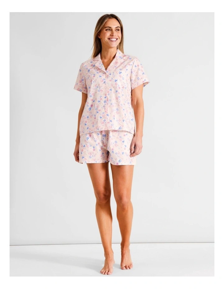 Core Cotton Short Sleeve Short PJ Set in Ecru Floral Print image 1